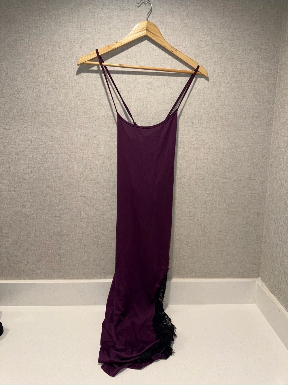{SHEIN} Women's Asymmetrical Night Slip Dress with Lace Trim